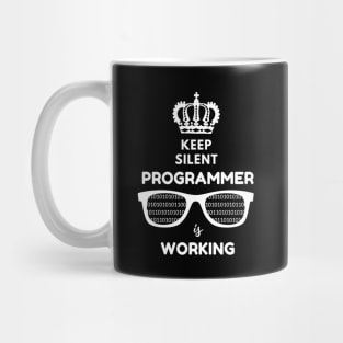 Programmer is working Funny Shirt Programmer Code IT T-shirt Tee Mens Womens Ladies Humor Gift Geek Nerd Present Coder Computer Science Tech Developer Source Code Mug